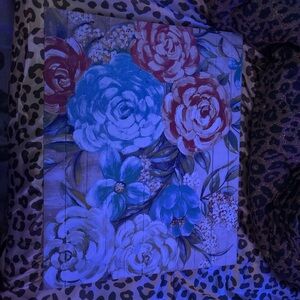 Floral Canvas Art with Blue and Red Roses